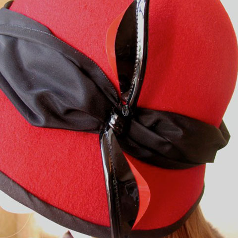 Red Felt Hat Millicent detail