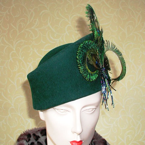 Green toque hat front